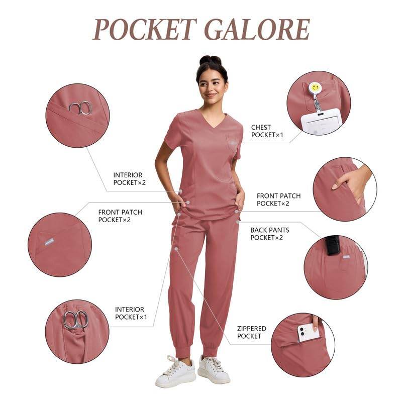 Yoga Waistband Scrub Set W/ V-Neck Top - Purcell's Clothing Company