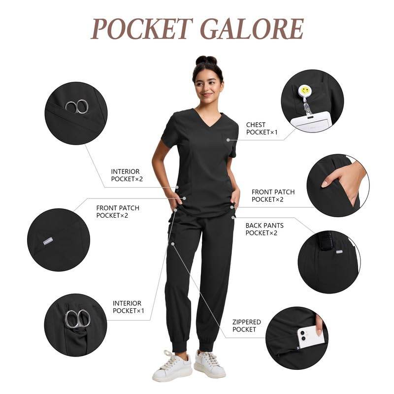 Yoga Waistband Scrub Set W/ V-Neck Top - Purcell's Clothing Company