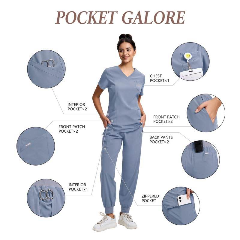 Yoga Waistband Scrub Set W/ V-Neck Top - Purcell's Clothing Company