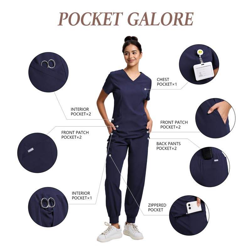 Yoga Waistband Scrub Set W/ V-Neck Top - Purcell's Clothing Company