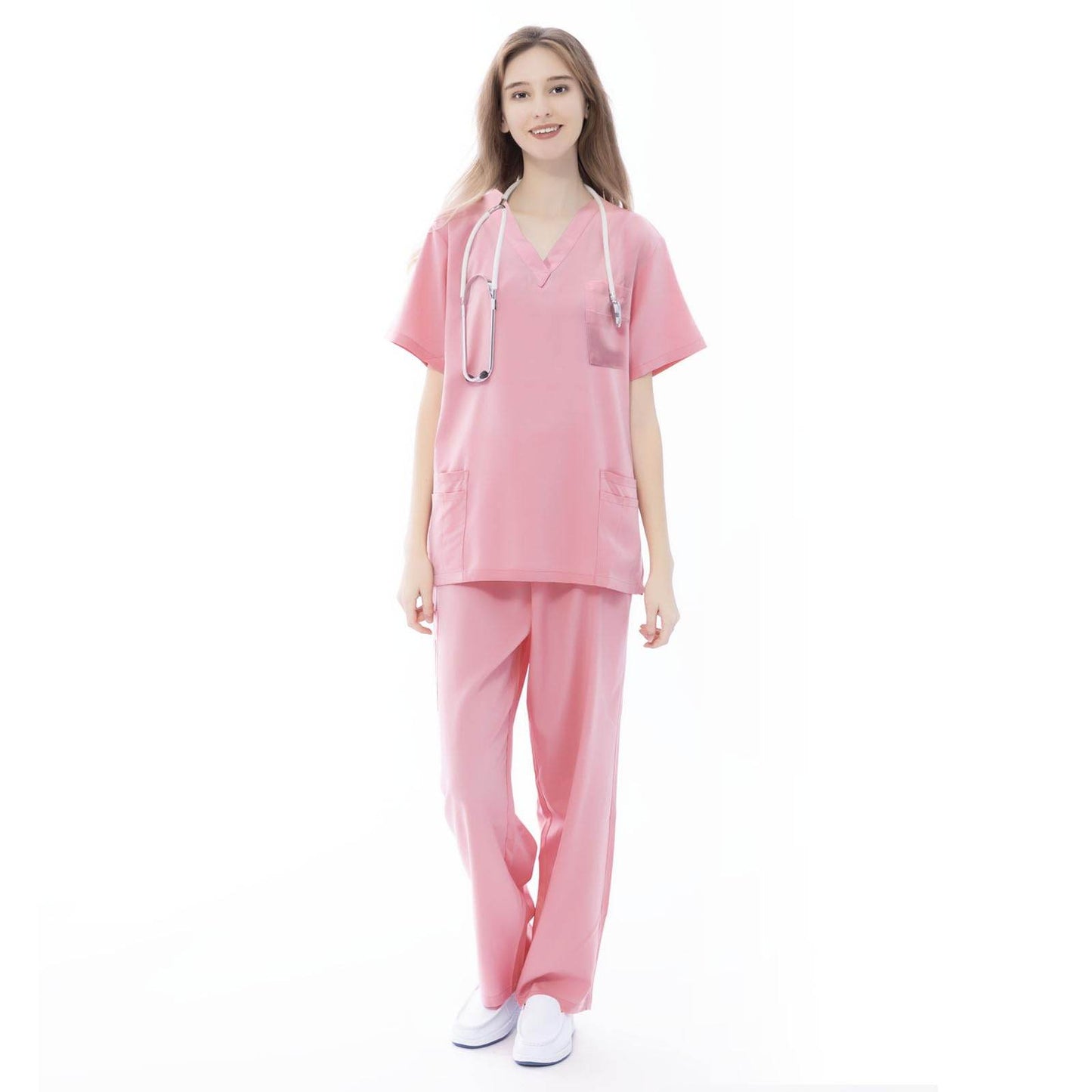 VICOGARD Scrub Set Stretch V-Neck Top & Straight Leg Pants - Purcell's Clothing Company