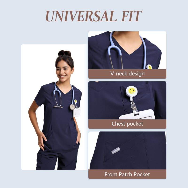 Yoga Waistband Scrub Set W/ V-Neck Top - Purcell's Clothing Company