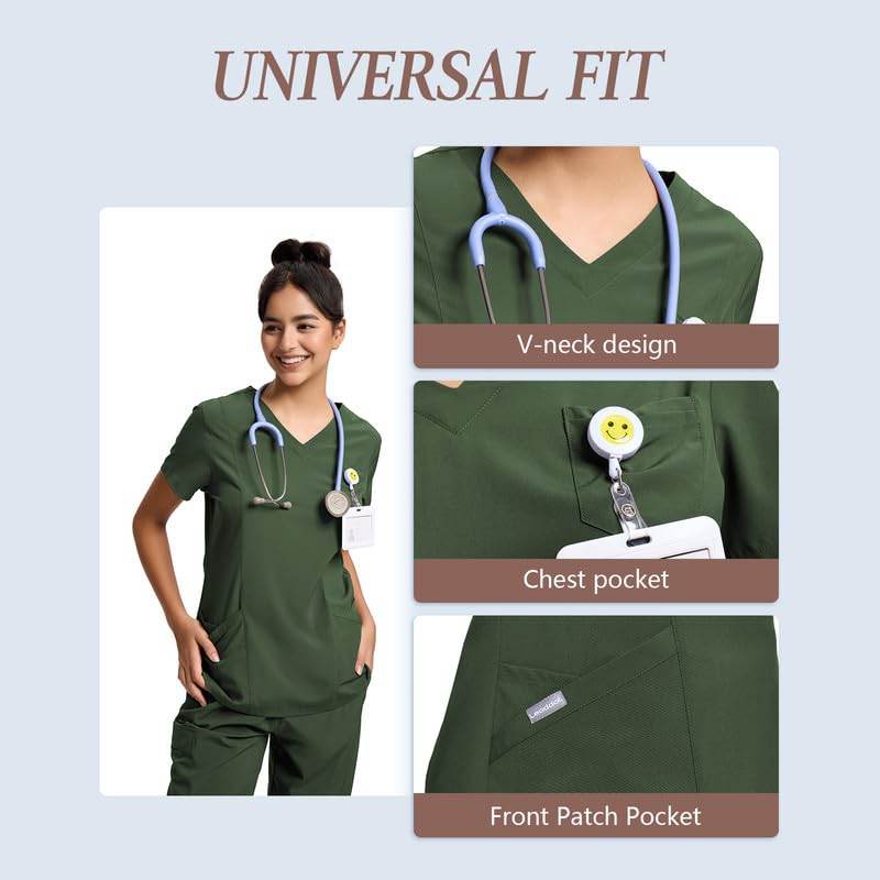Yoga Waistband Scrub Set W/ V-Neck Top - Purcell's Clothing Company