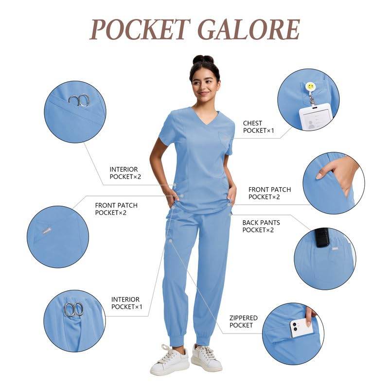 Yoga Waistband Scrub Set W/ V-Neck Top - Purcell's Clothing Company