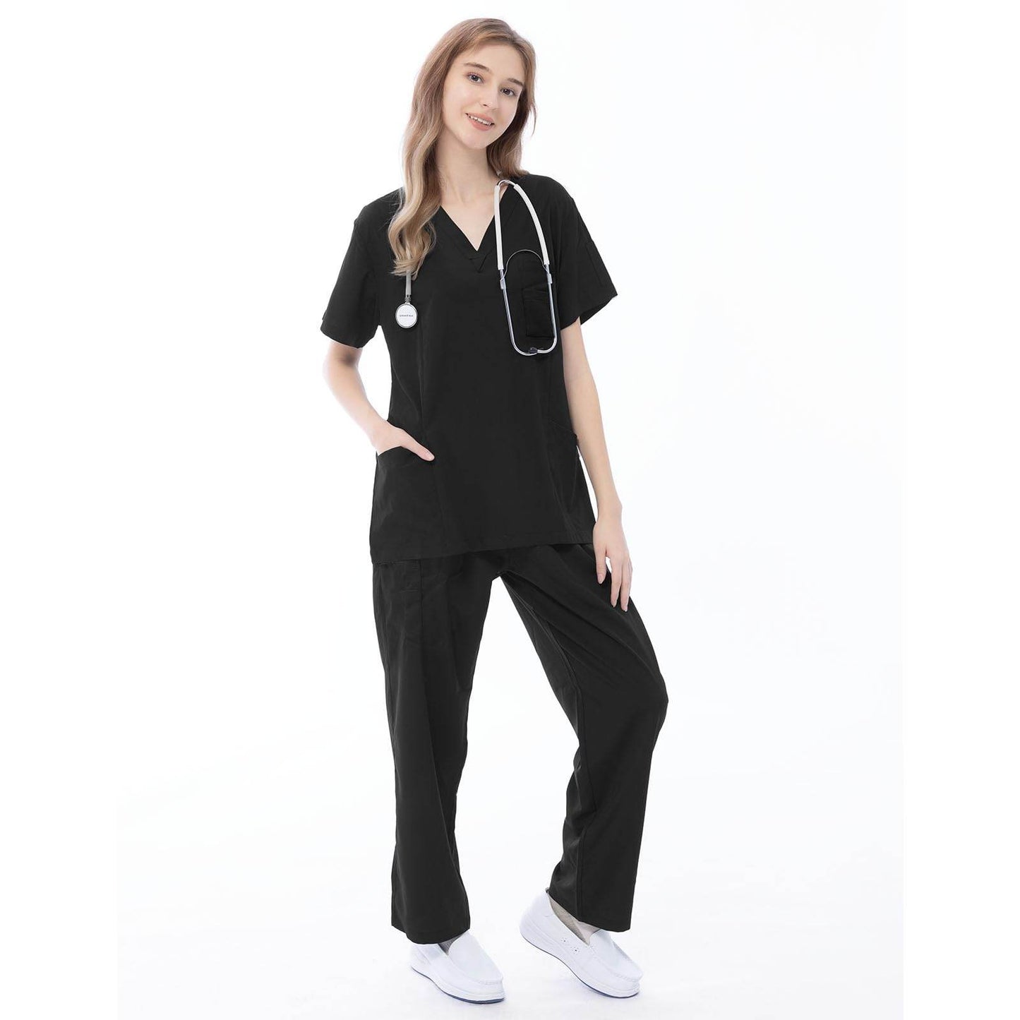 VICOGARD Scrub Set Stretch V-Neck Top & Straight Leg Pants - Purcell's Clothing Company