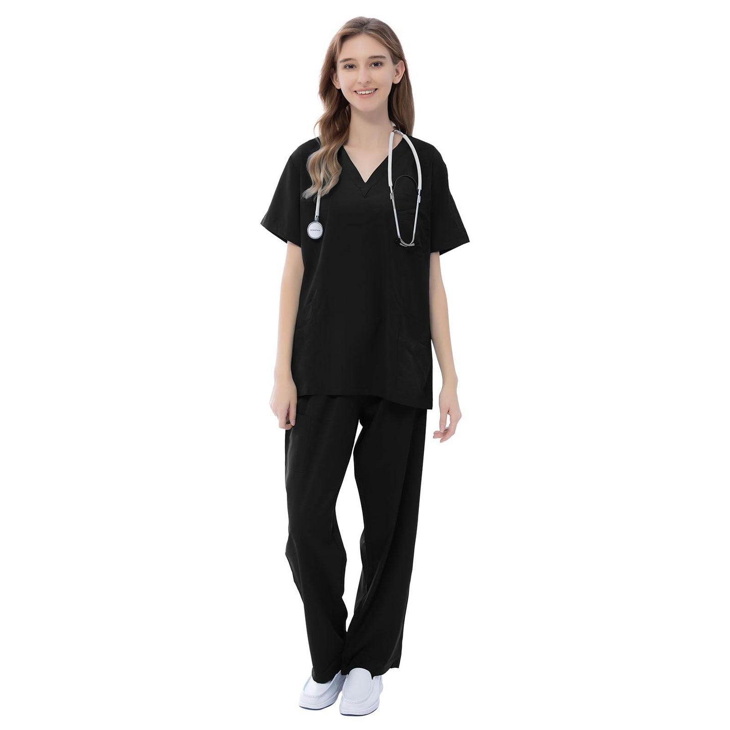 VICOGARD Scrub Set Stretch V-Neck Top & Straight Leg Pants - Purcell's Clothing Company