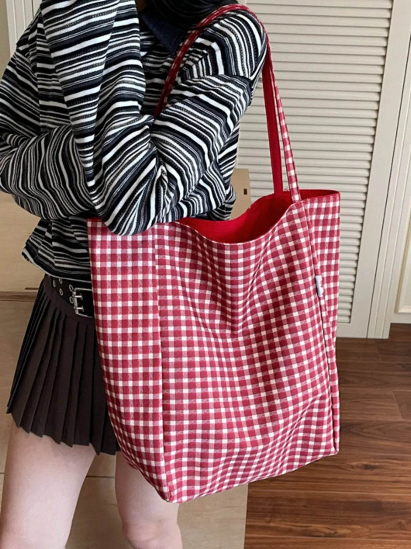 Plaid Pattern Tote Bag - Purcell's Clothing Company