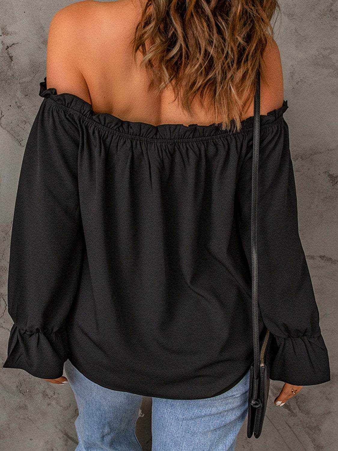 Off-Shoulder Flounce Sleeve Blouse - Purcell's Clothing Company