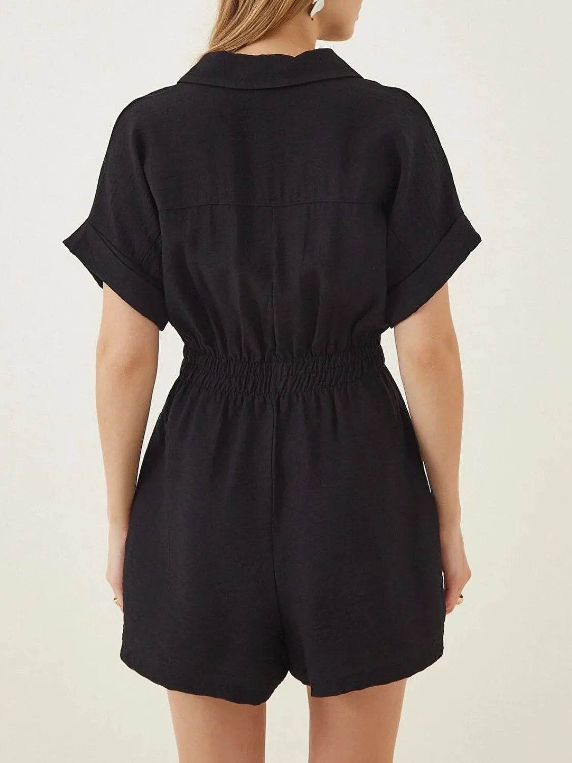 Johnny Collar Short Sleeve Romper - Purcell's Clothing Company