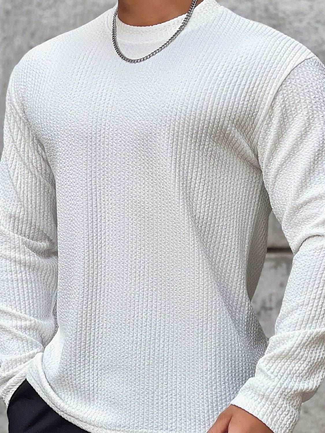 Solid Color Round Neck Long Sleeve T-Shirt - Purcell's Clothing Company