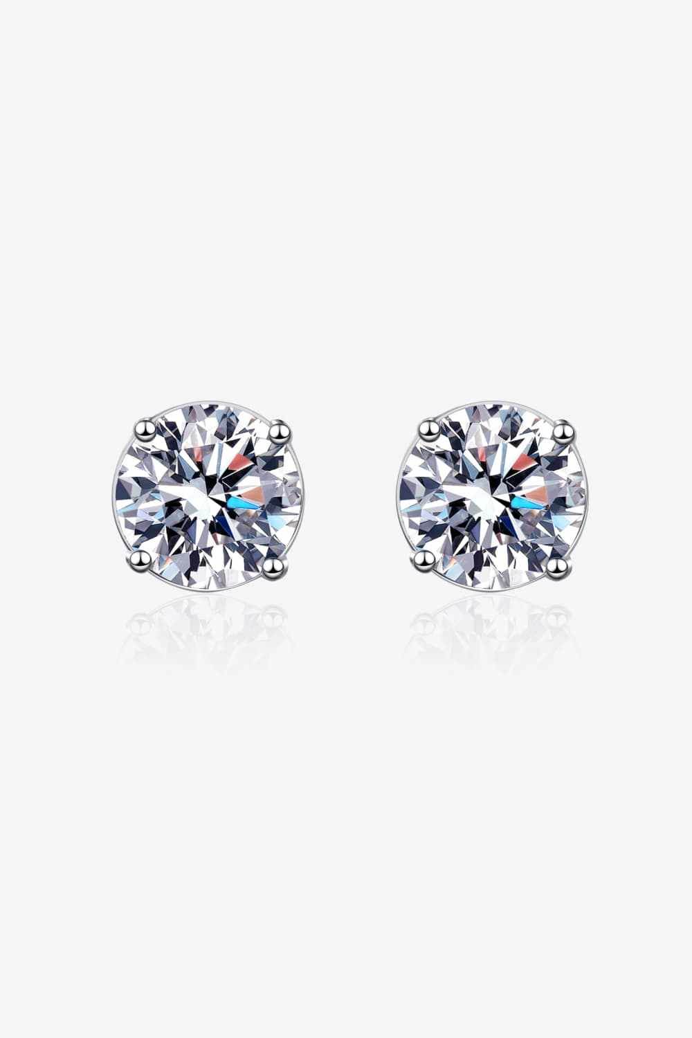 2 Carat Moissanite Rhodium-Plated Stud Earrings - Purcell's Clothing Company