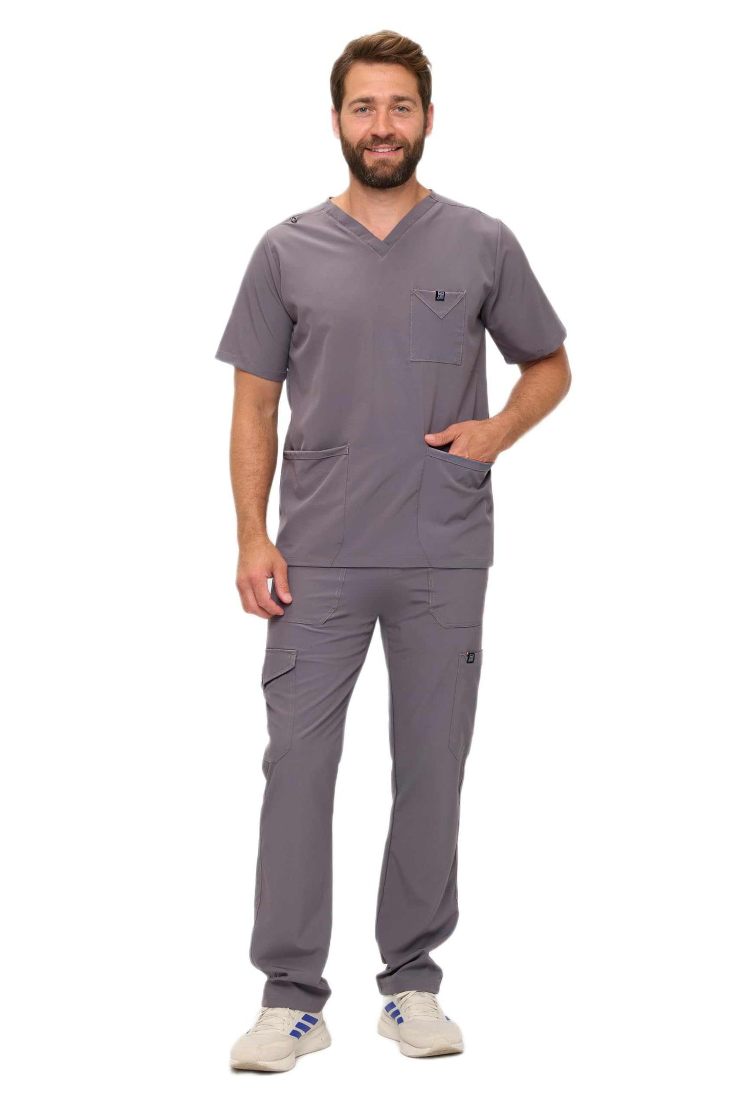 Multi-Pocket Cargo Scrub Set