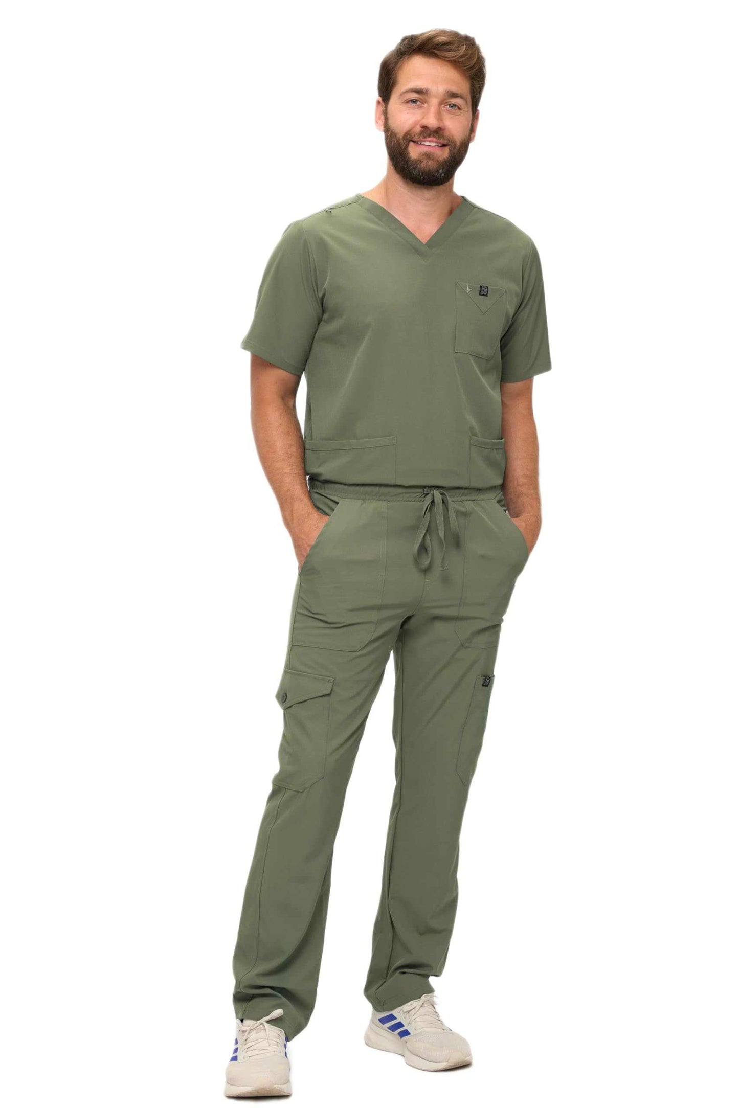 Multi-Pocket Cargo Scrub Set