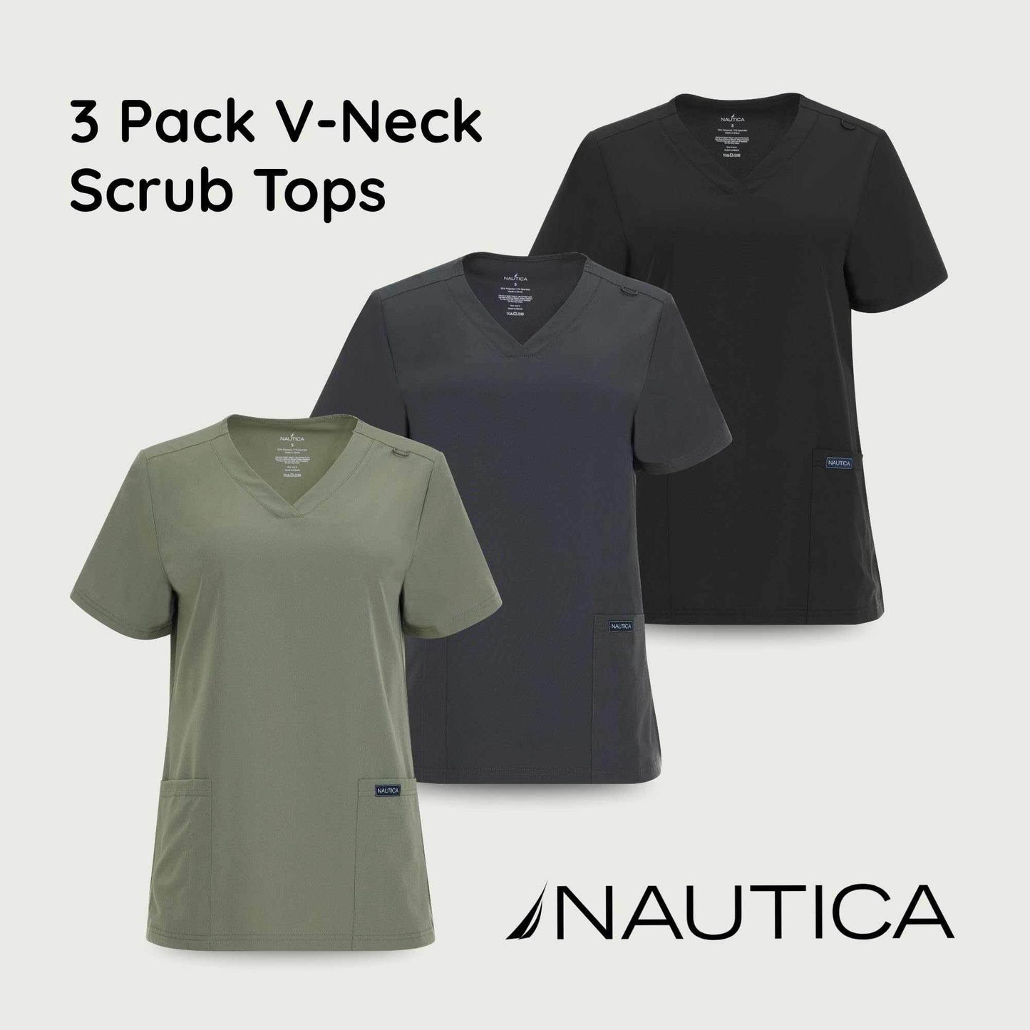 Nautica Scrub Top - V-Neck 3 Pocket - Purcell's Clothing Company