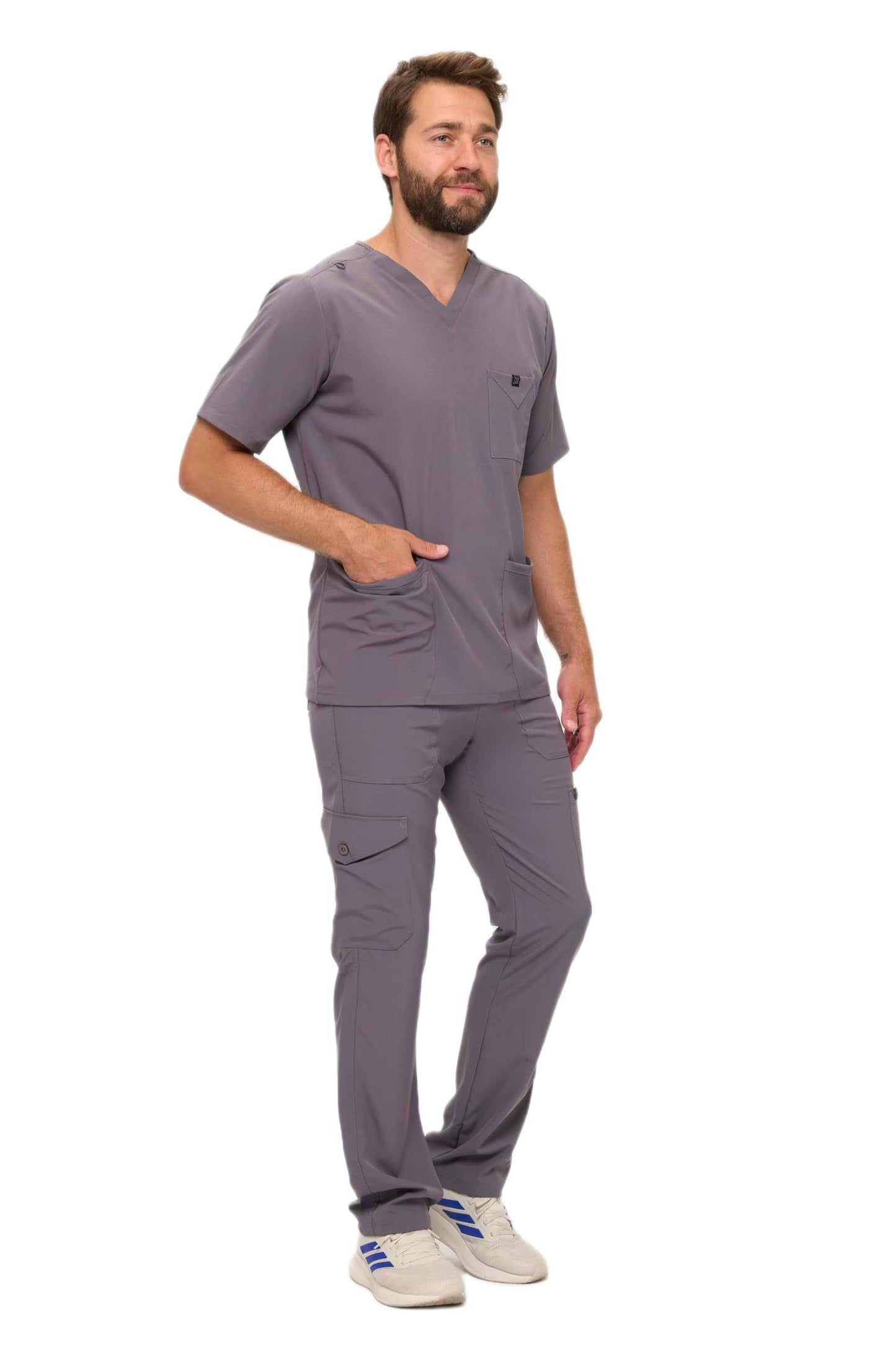 Multi-Pocket Cargo Scrub Set