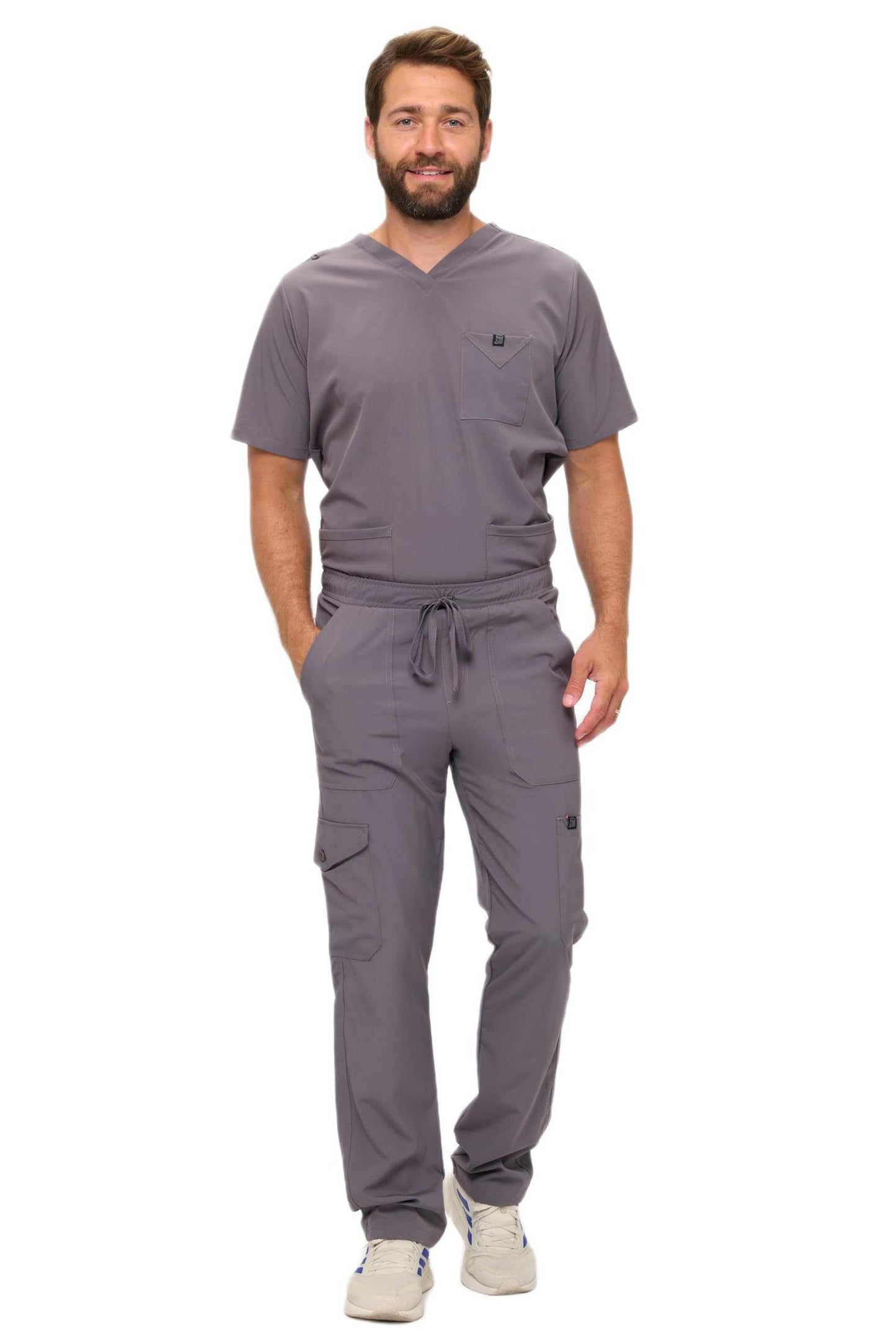 Multi-Pocket Cargo Scrub Set