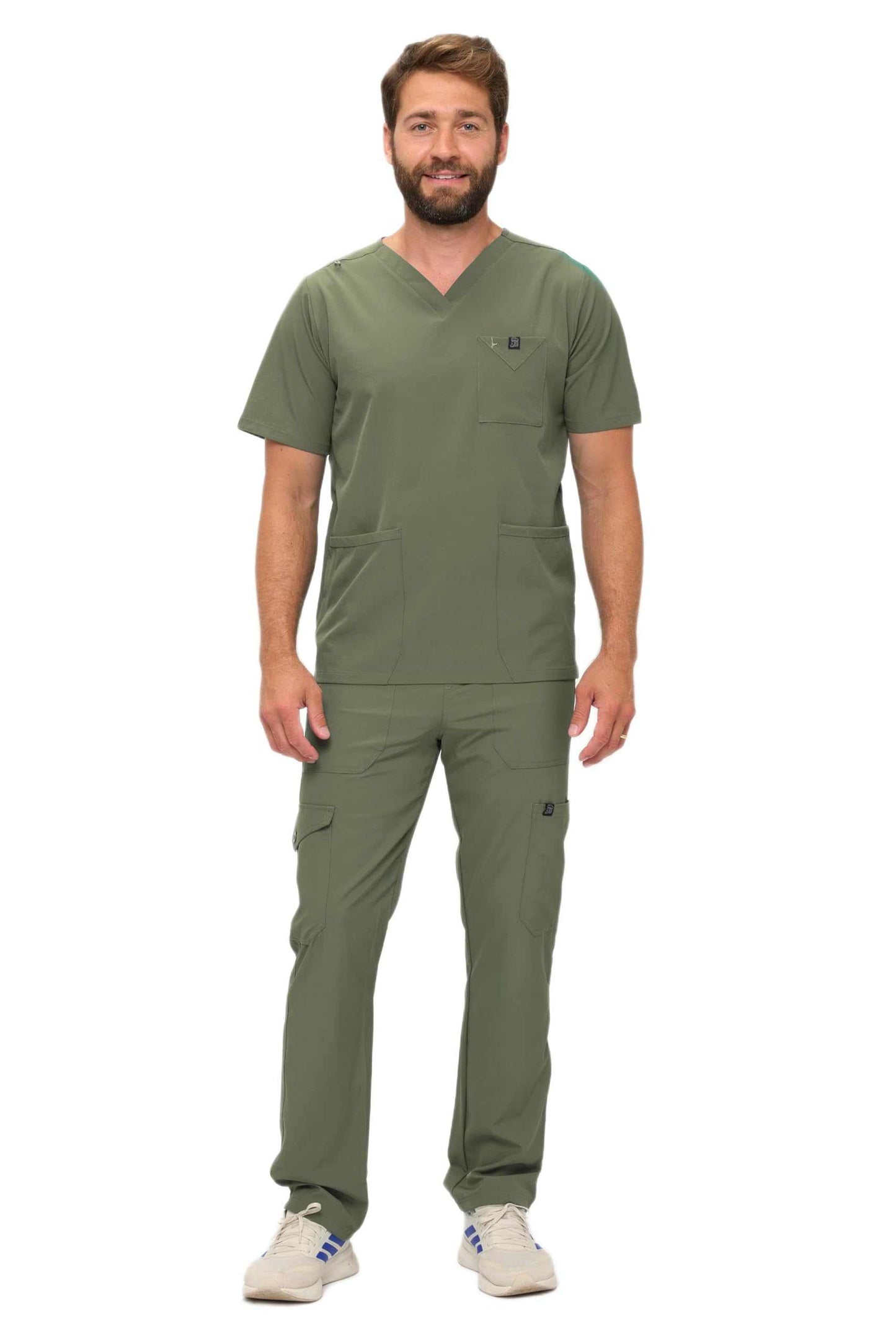 Multi-Pocket Cargo Scrub Set