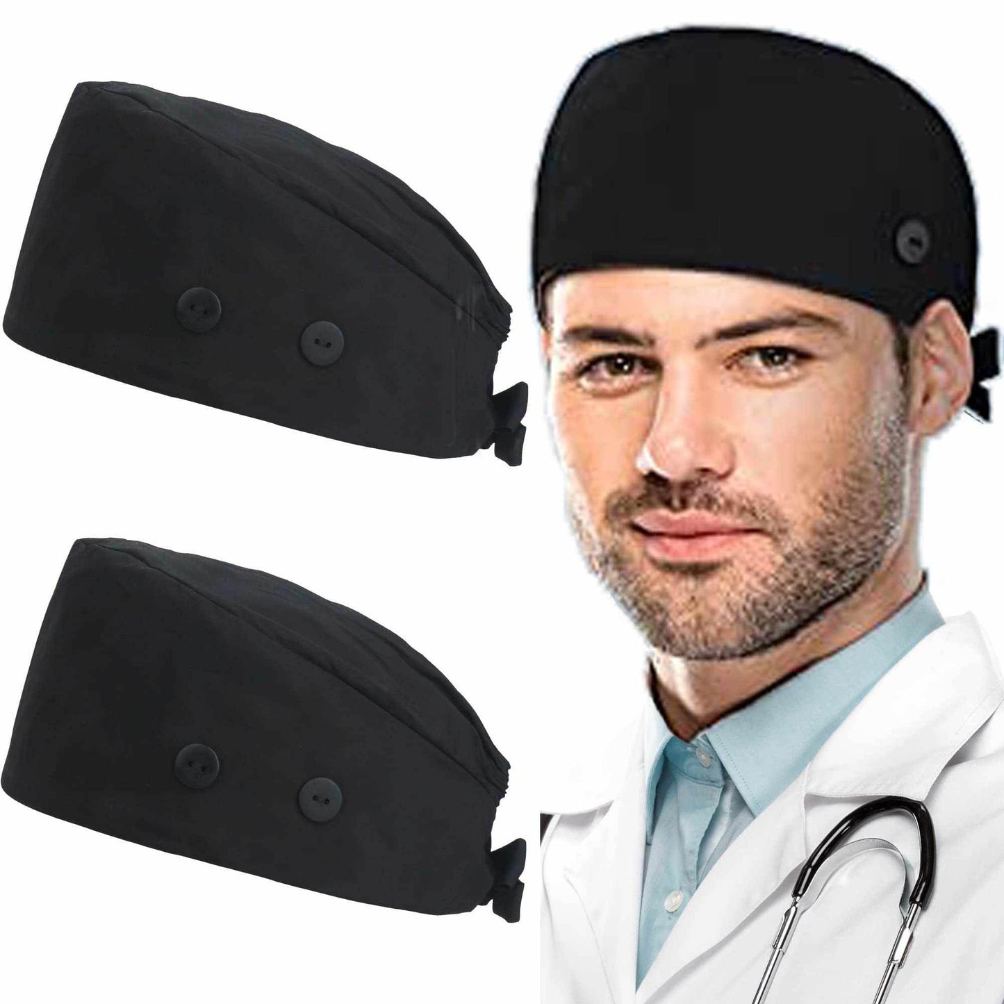Unisex Adjustable Scrub Cap W/ Button & Sweatband - Purcell's Clothing Company