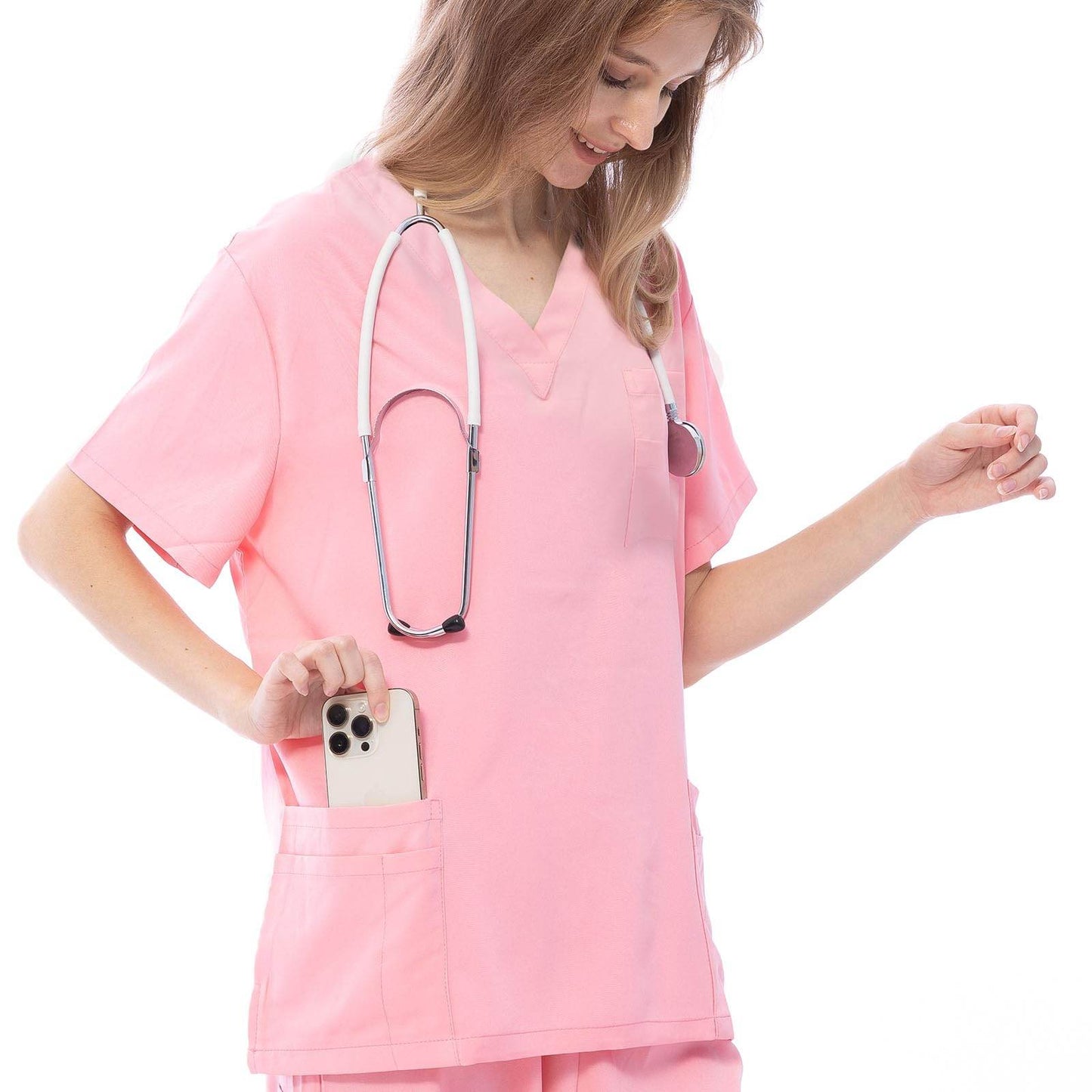 VICOGARD Scrub Set Stretch V-Neck Top & Straight Leg Pants - Purcell's Clothing Company