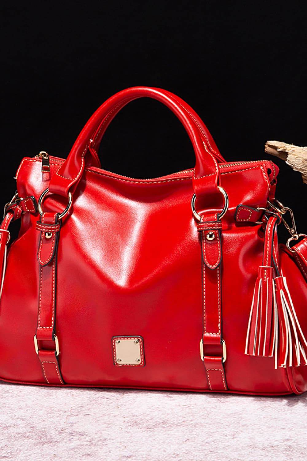 PU Leather Handbag with Tassels - Purcell's Clothing Company