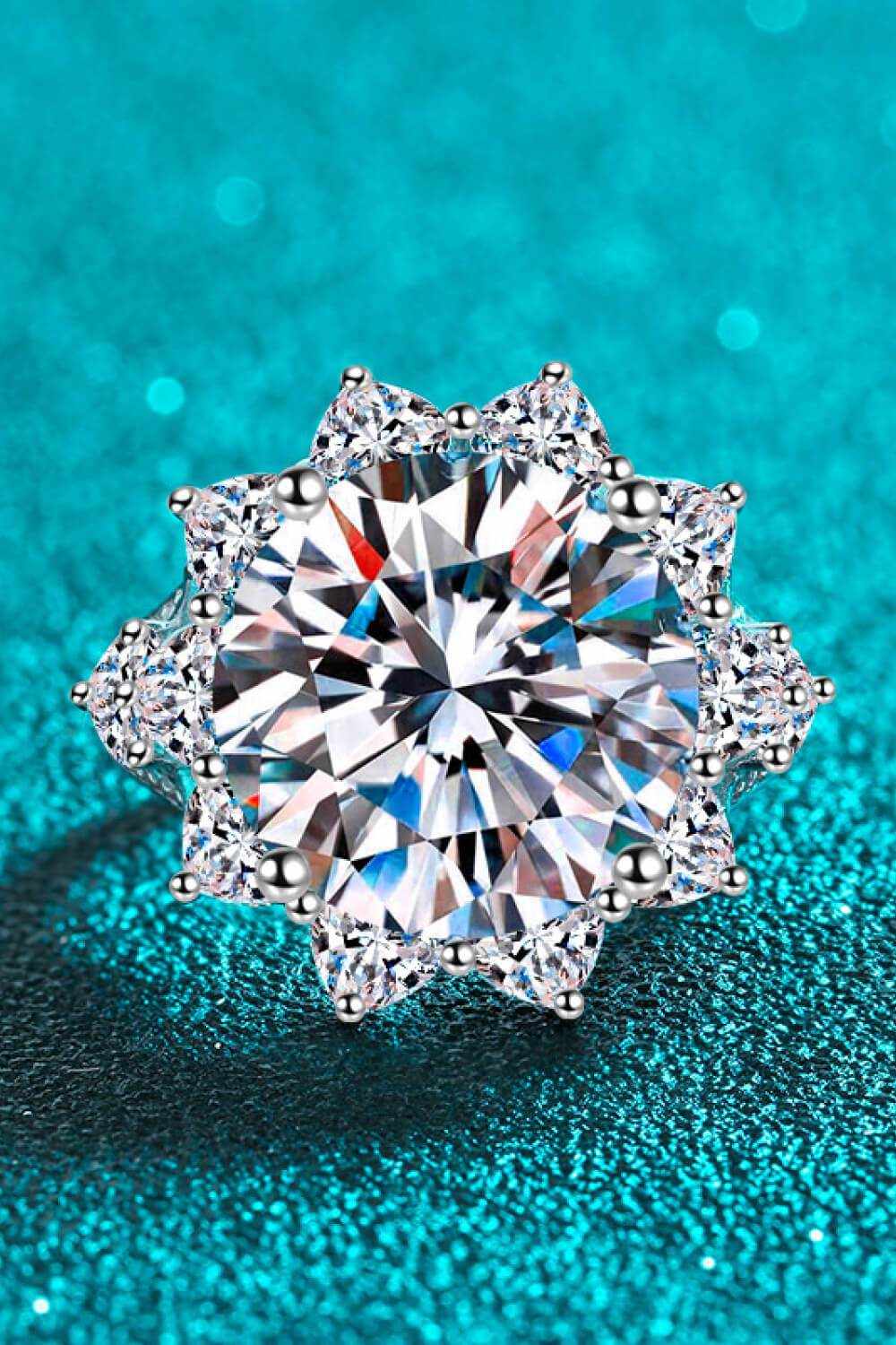 10 Carat Moissanite Flower-Shaped Ring - Purcell's Clothing Company
