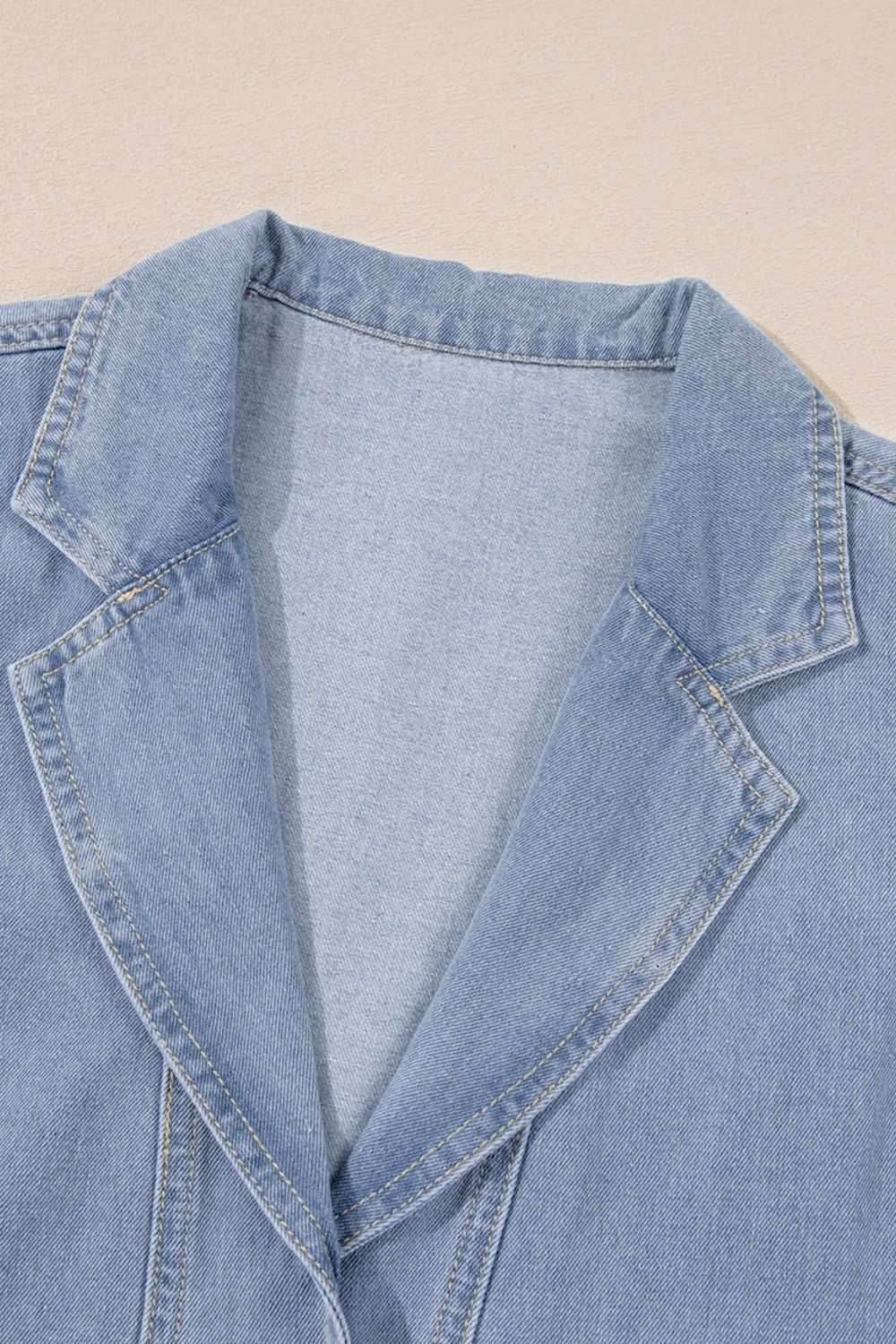 Lapel Neck Cap Sleeve Denim Babydoll Dress - Purcell's Clothing Company