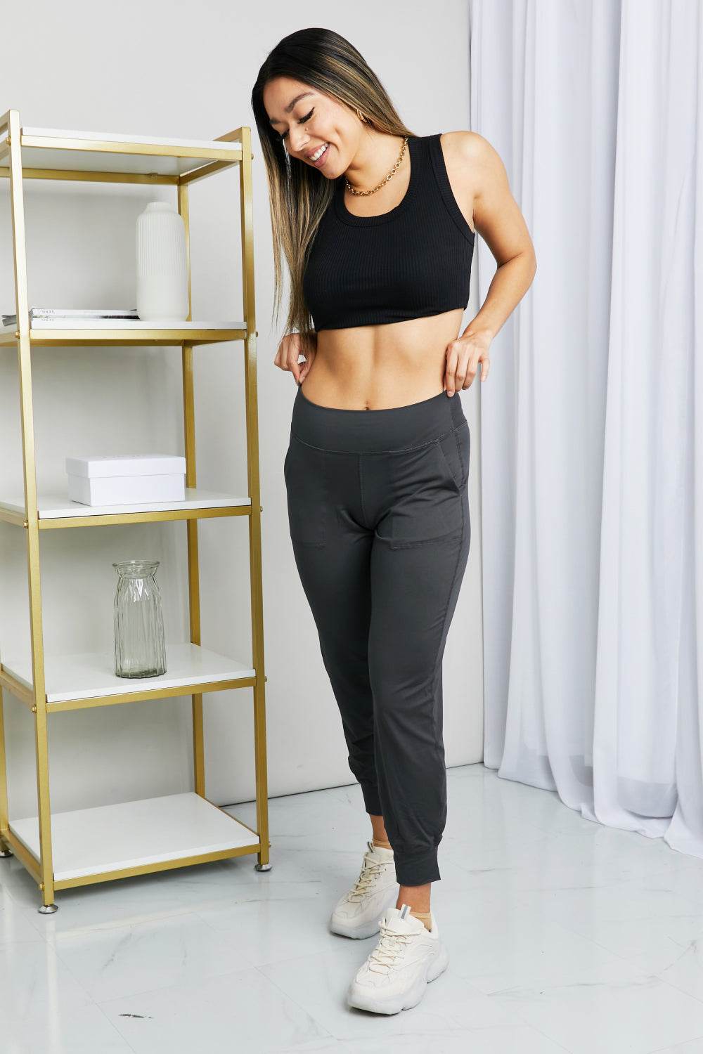 Leggings Depot Full Size Wide Waistband Cropped Joggers - Purcell's Clothing Company