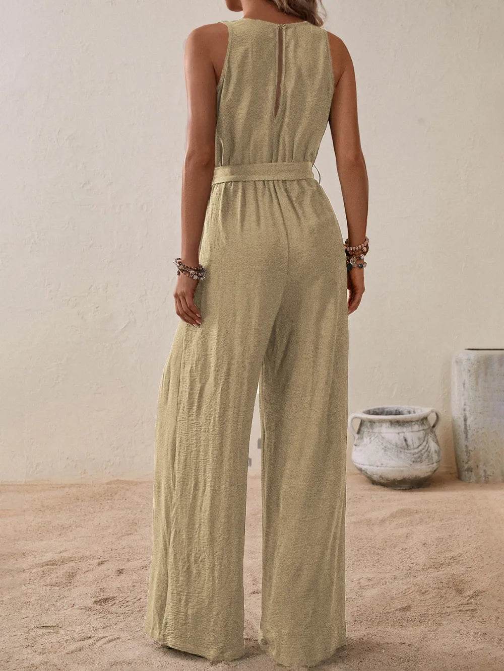 Honey Tied Surplice Sleeveless Wide Leg Jumpsuit - Purcell's Clothing Company