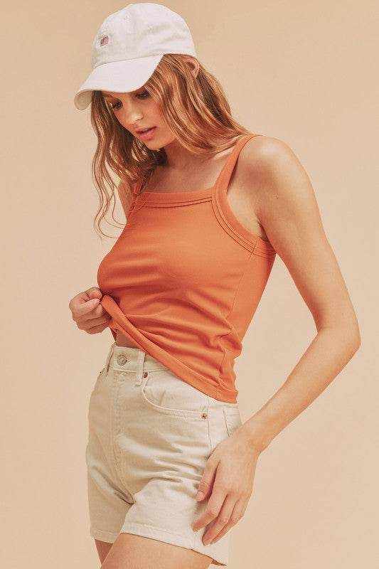Aemi + Co Square Neck Wide Strap Tank - Purcell's Clothing Company