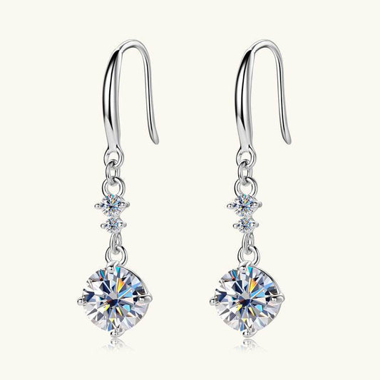 2 Carat Moissanite 925 Sterling Silver Earrings - Purcell's Clothing Company