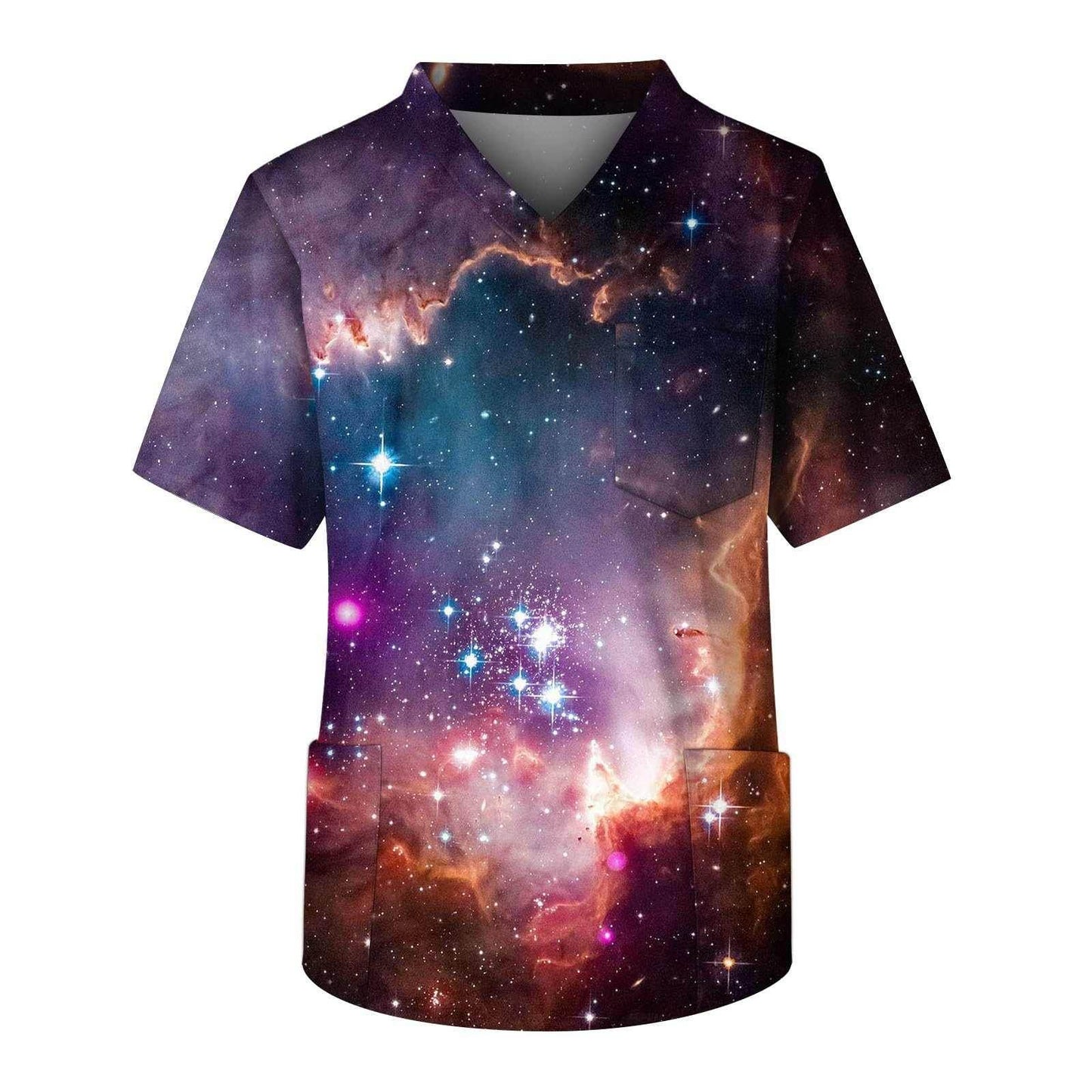 Galaxy Print V-Neck Scrub Top - Purcell's Clothing Company