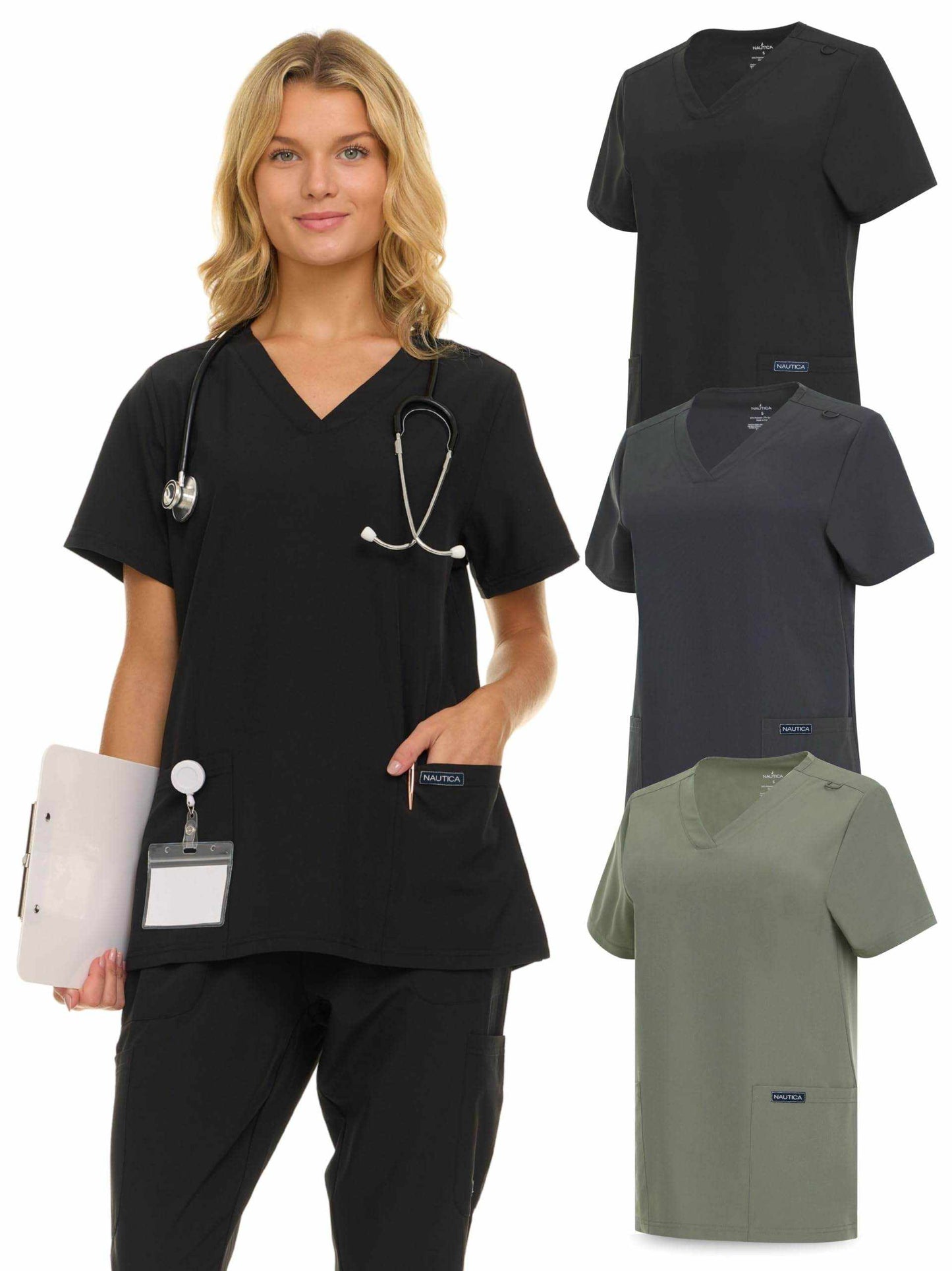 Nautica Scrub Top - V-Neck 3 Pocket - Purcell's Clothing Company