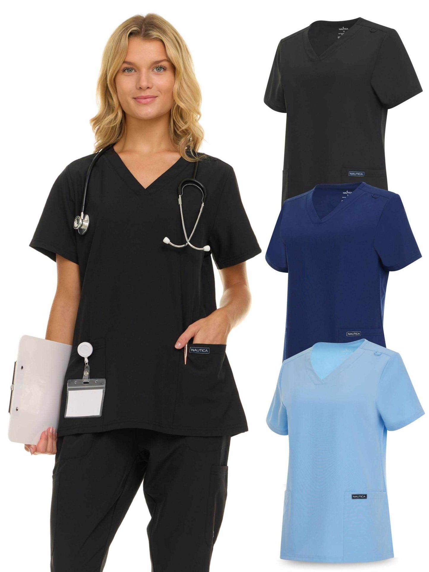 Nautica Scrub Top - V-Neck 3 Pocket - Purcell's Clothing Company