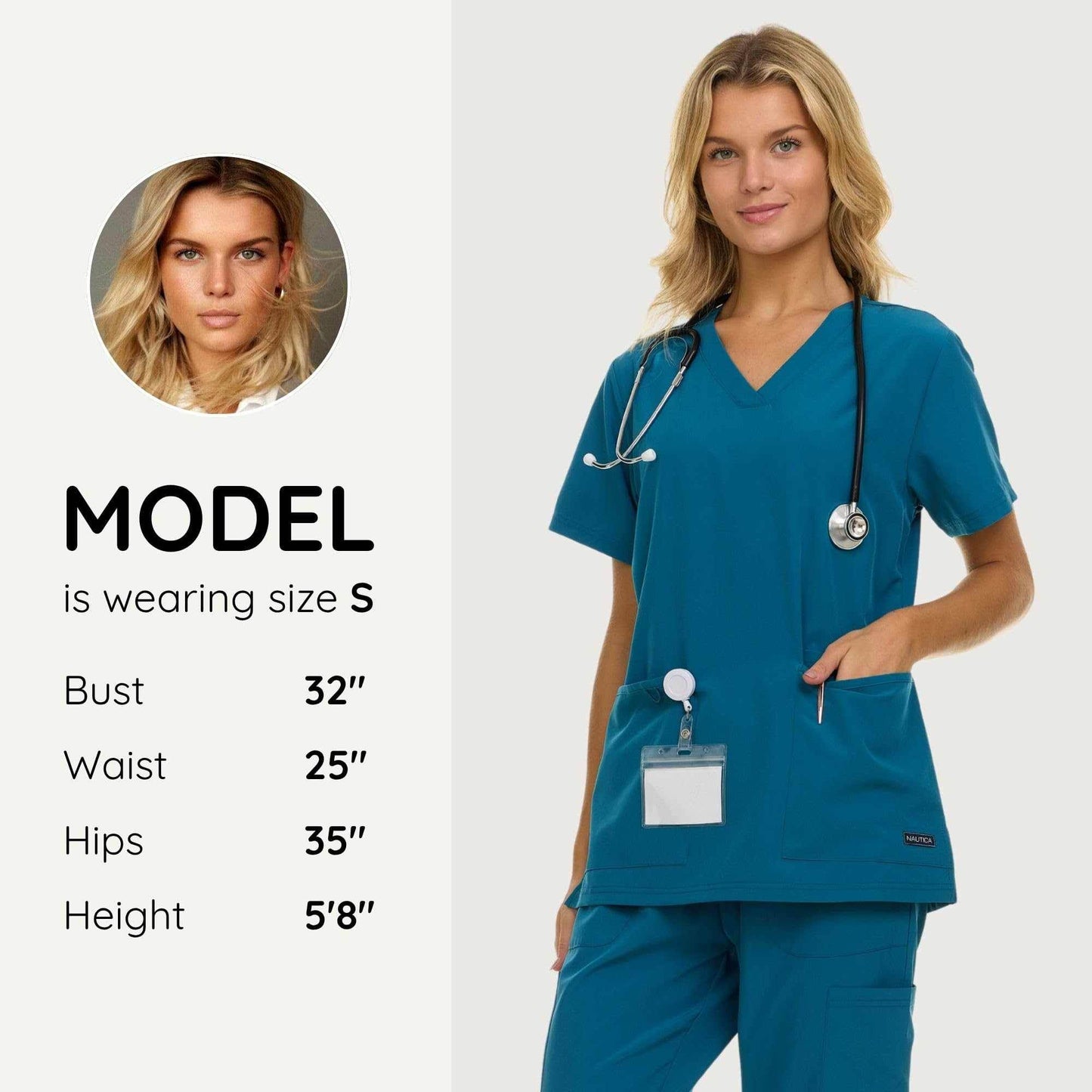 Nautica Scrub Top - V-Neck 3 Pocket - Purcell's Clothing Company