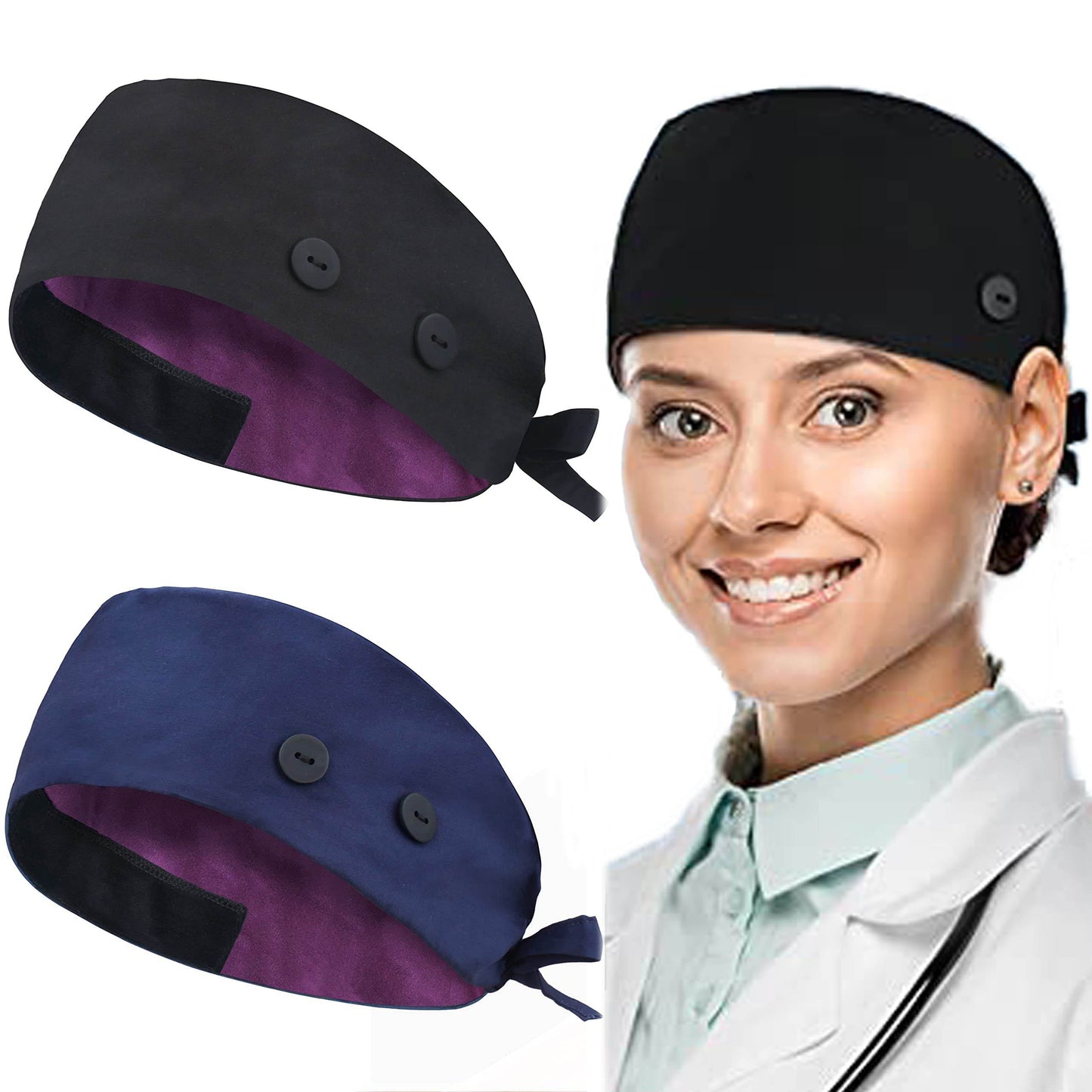 Unisex Adjustable Scrub Cap W/ Button & Sweatband - Purcell's Clothing Company
