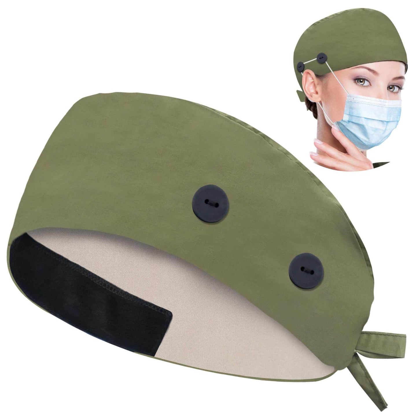 Unisex Adjustable Scrub Cap W/ Button & Sweatband - Purcell's Clothing Company