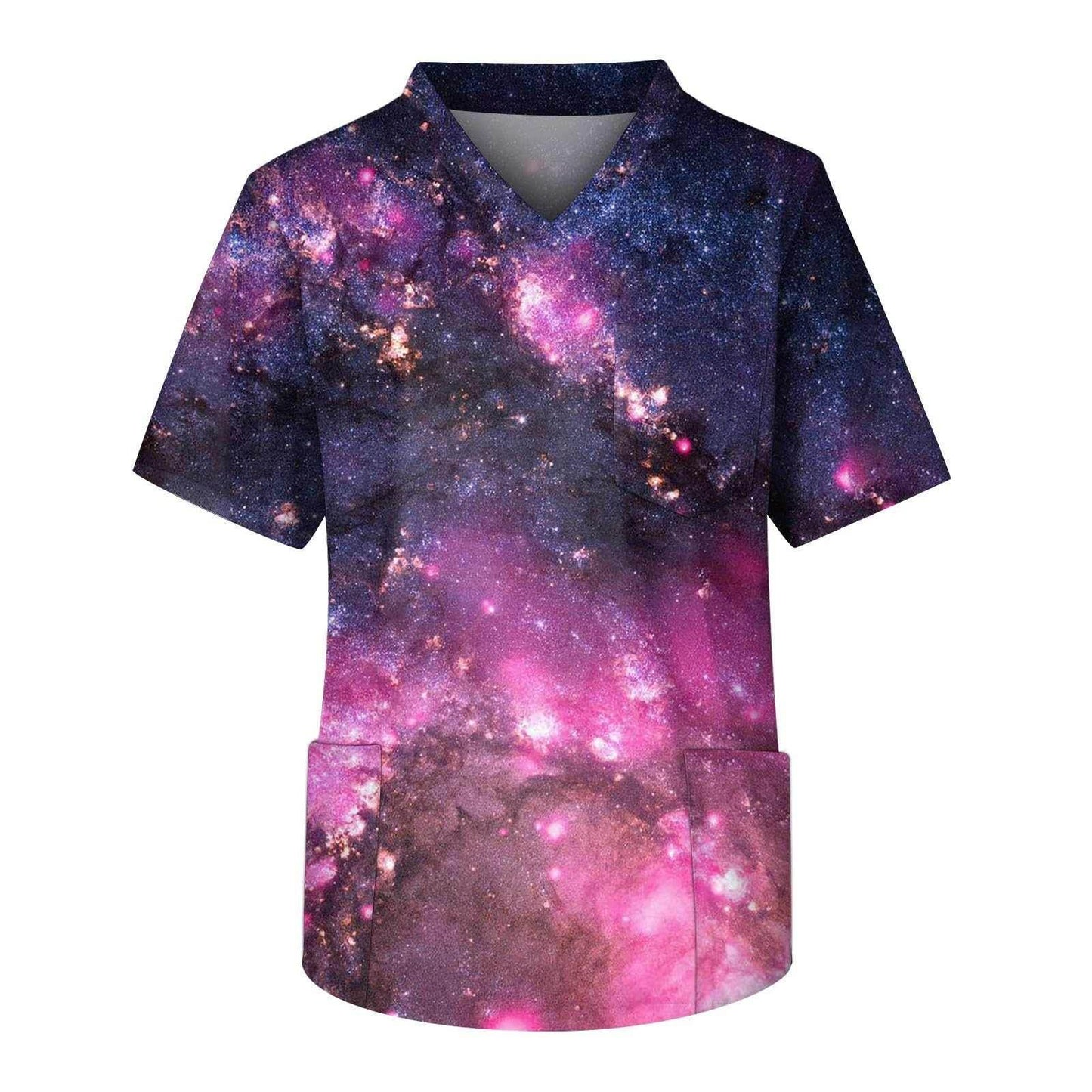 Galaxy Print V-Neck Scrub Top - Purcell's Clothing Company