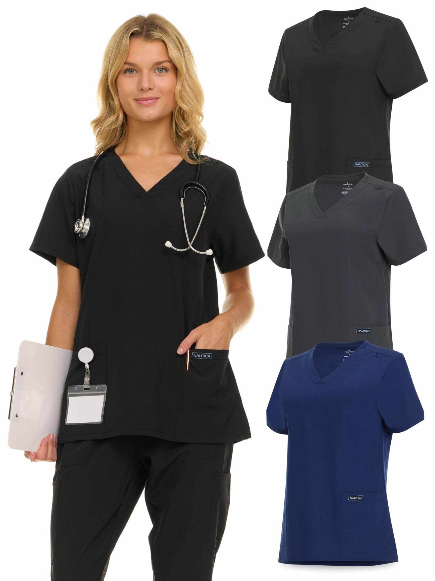 Nautica Scrub Top - V-Neck 3 Pocket - Purcell's Clothing Company