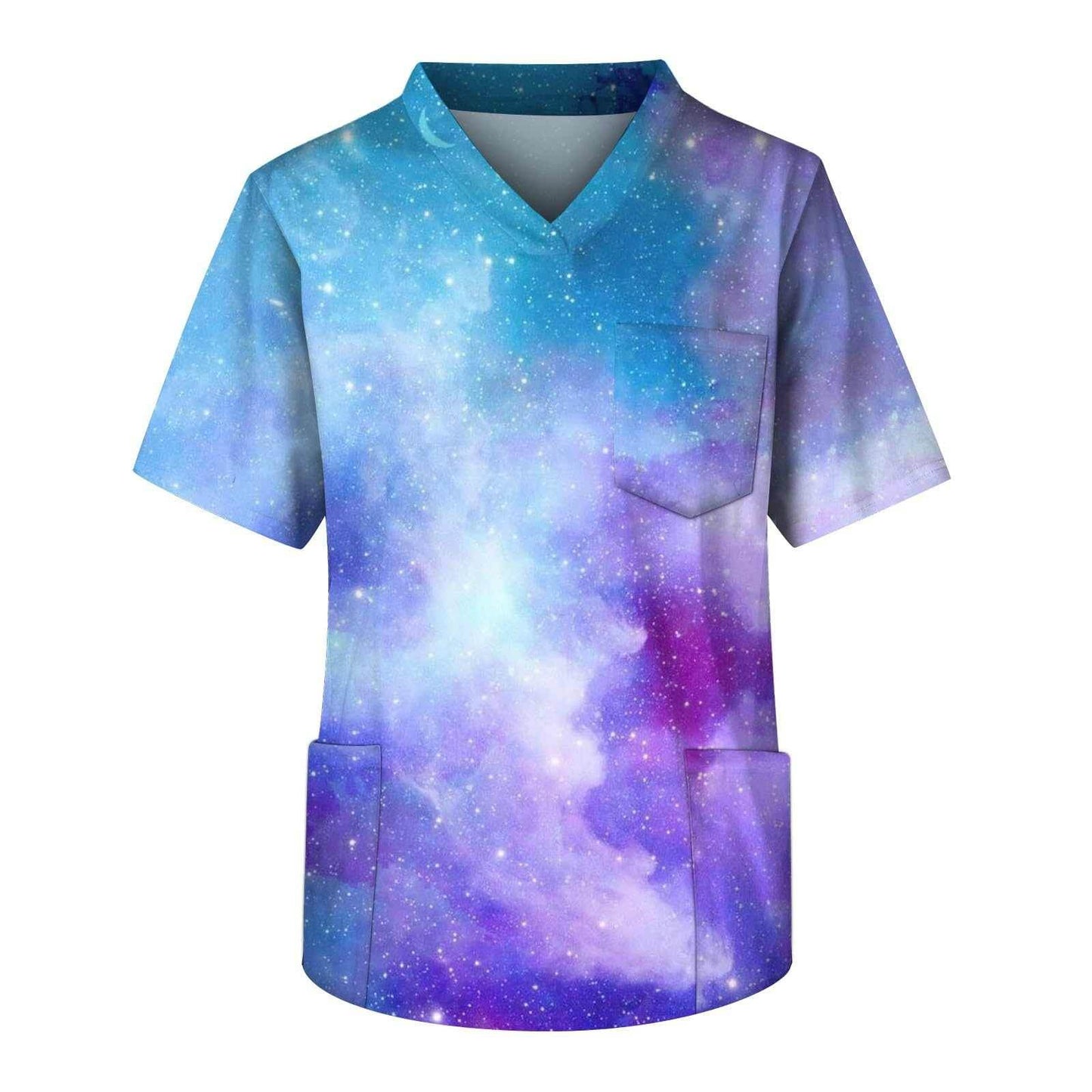 Galaxy Print V-Neck Scrub Top - Purcell's Clothing Company