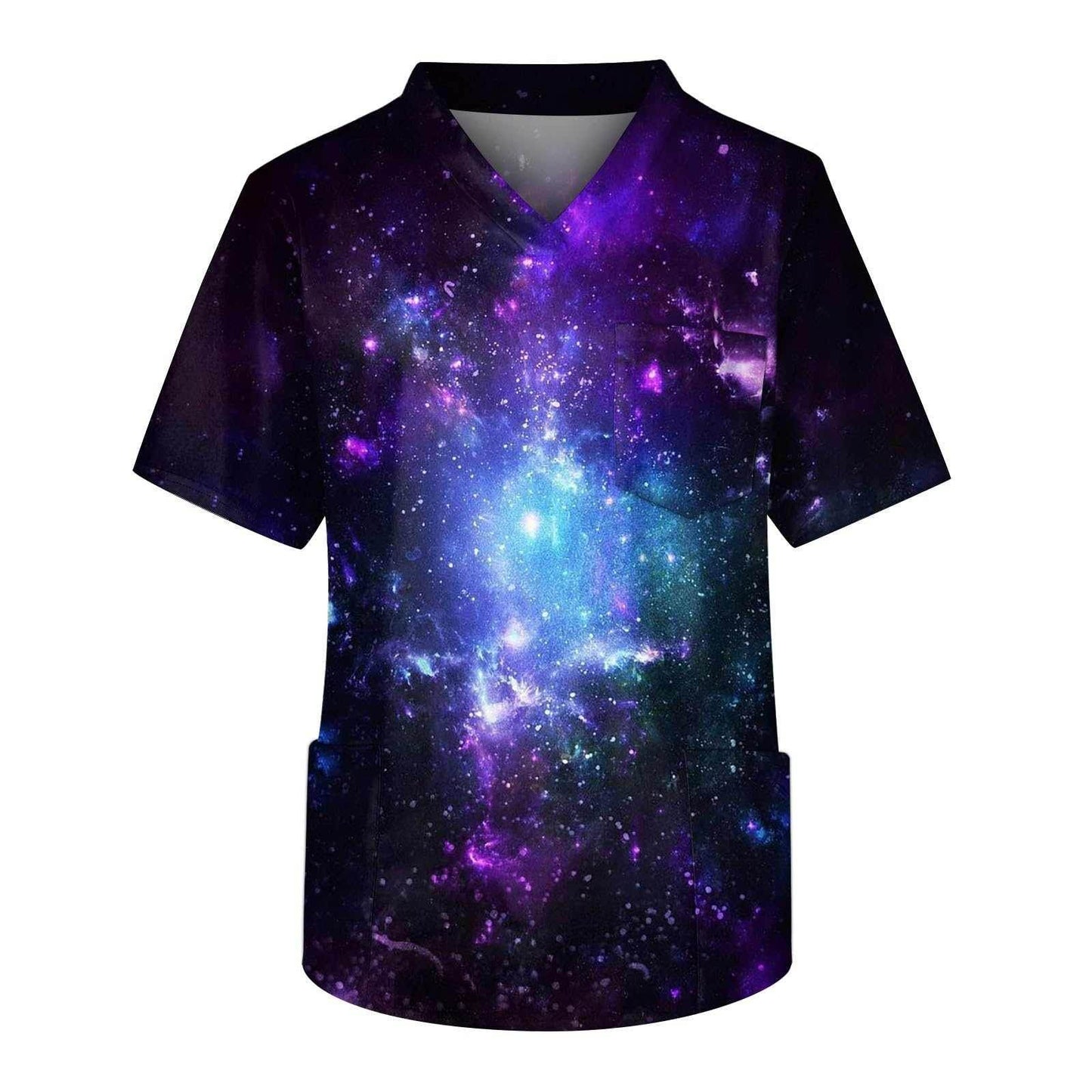 Galaxy Print V-Neck Scrub Top - Purcell's Clothing Company