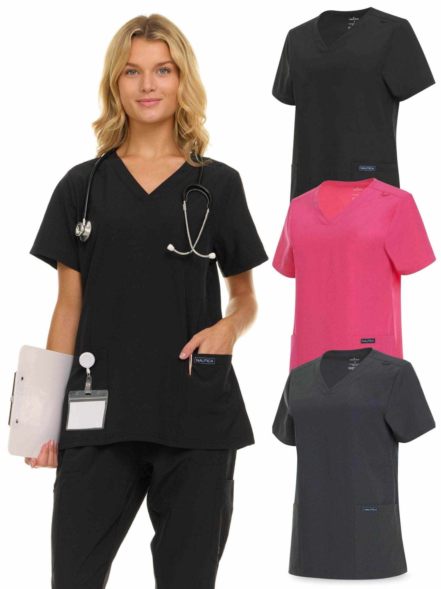 Nautica Scrub Top - V-Neck 3 Pocket - Purcell's Clothing Company