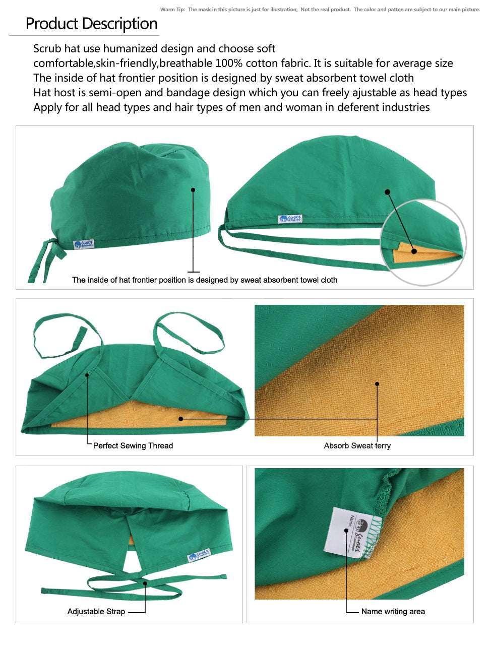 Unisex Scrub Cap W/ Drawstring
