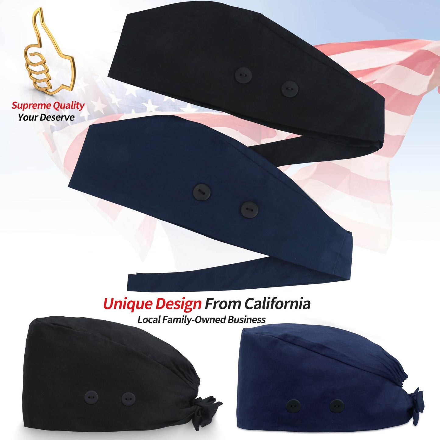 Unisex Adjustable Scrub Cap W/ Button & Sweatband - Purcell's Clothing Company