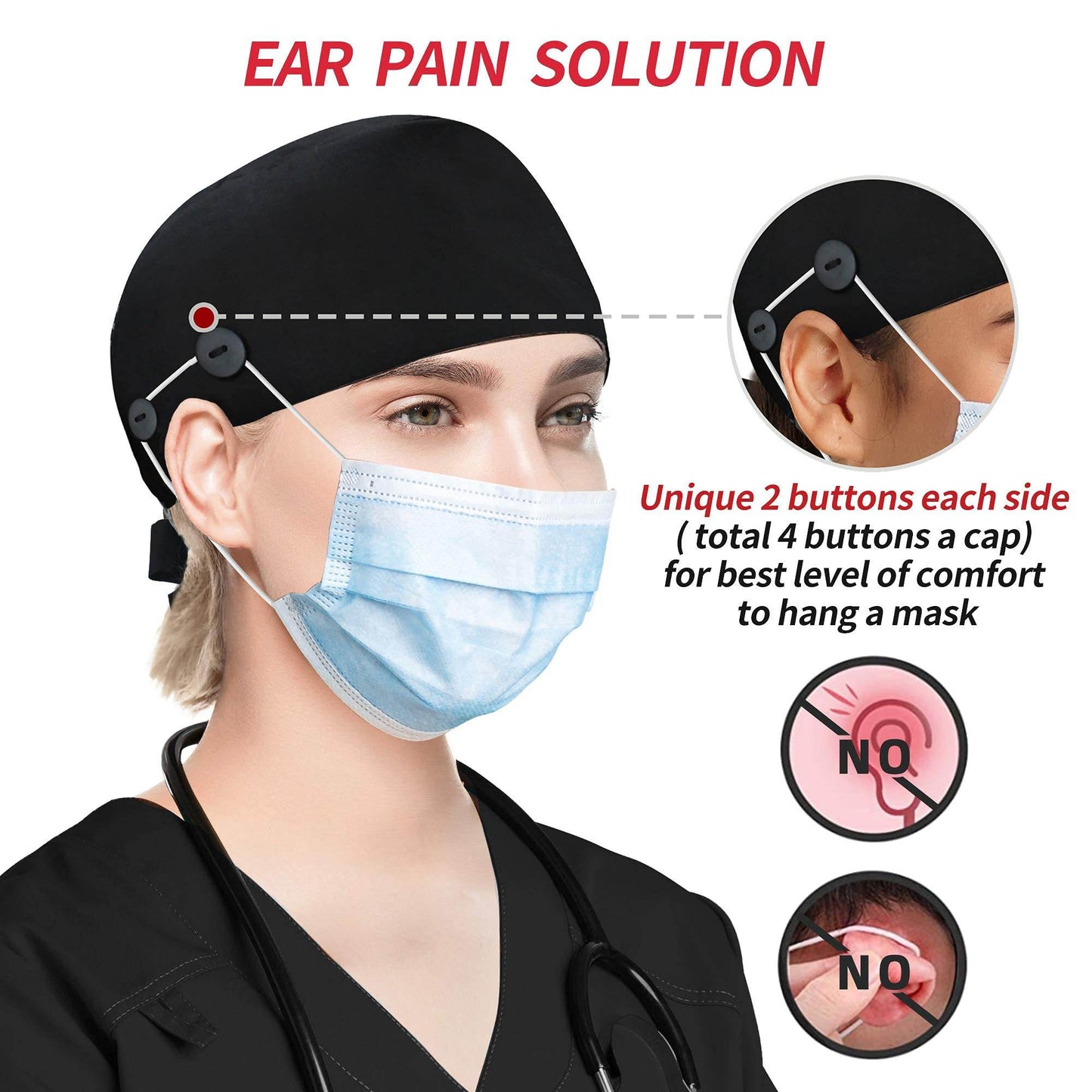 Unisex Adjustable Scrub Cap W/ Button & Sweatband - Purcell's Clothing Company