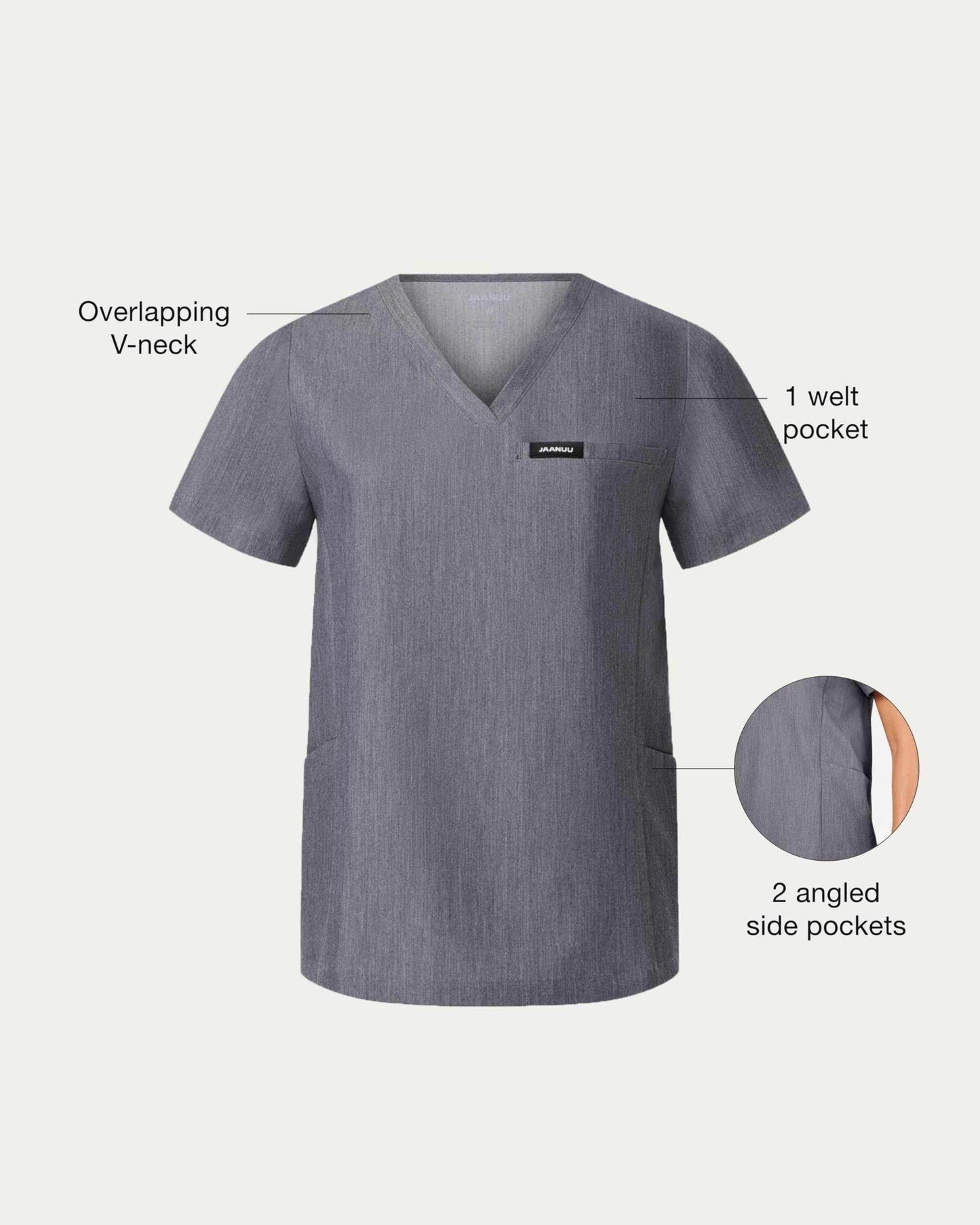 Jaanuu Magna 3-Pocket Classic V-Neck Scrub Top - Purcell's Clothing Company