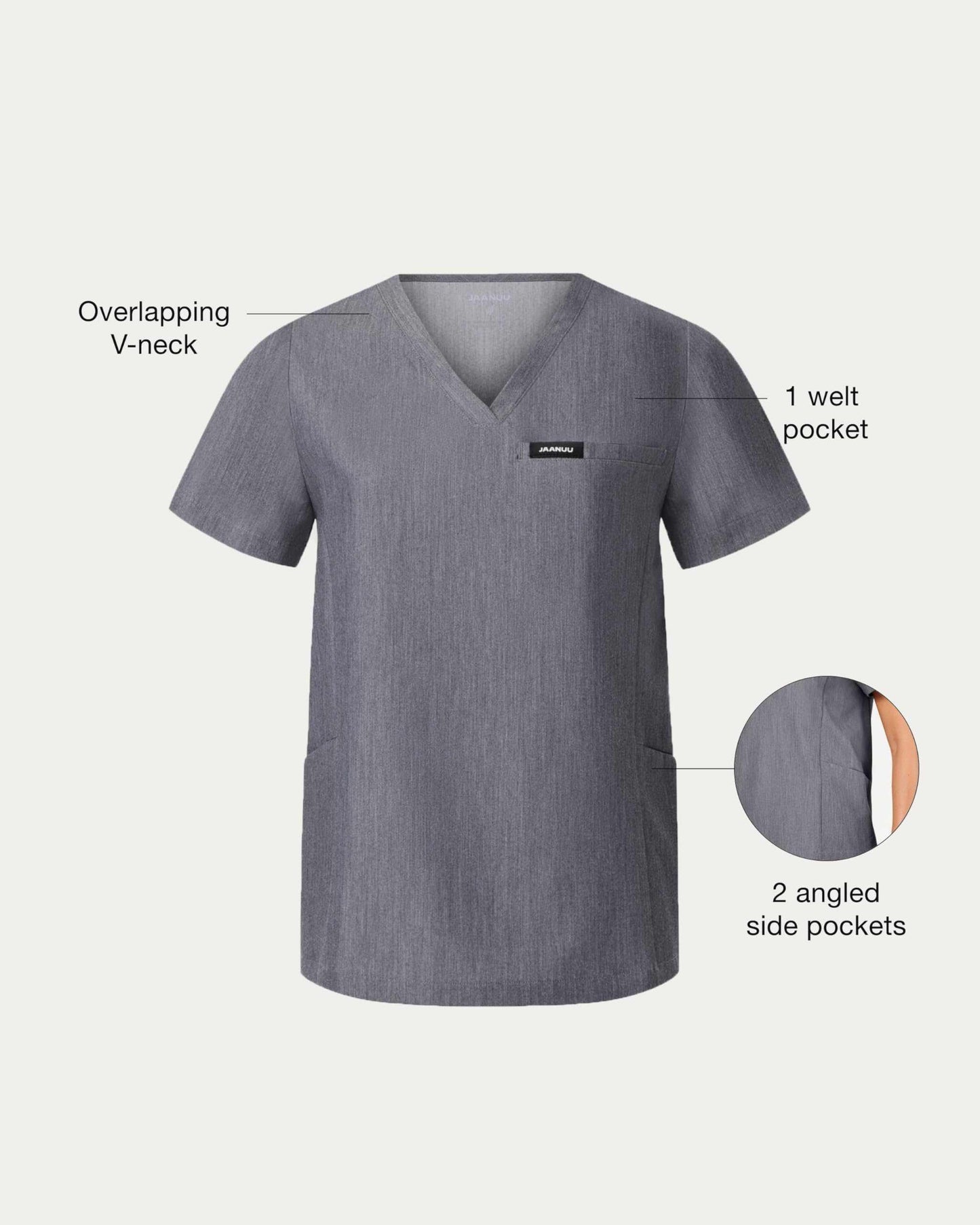 Jaanuu Magna 3-Pocket Classic V-Neck Scrub Top - Purcell's Clothing Company