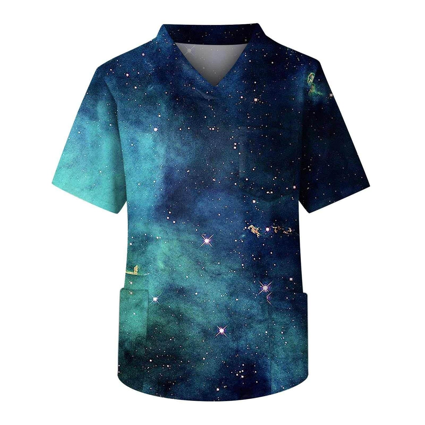 Galaxy Print V-Neck Scrub Top - Purcell's Clothing Company