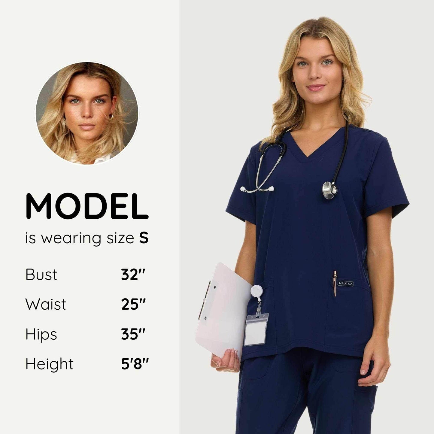 Nautica Scrub Top - V-Neck 3 Pocket - Purcell's Clothing Company
