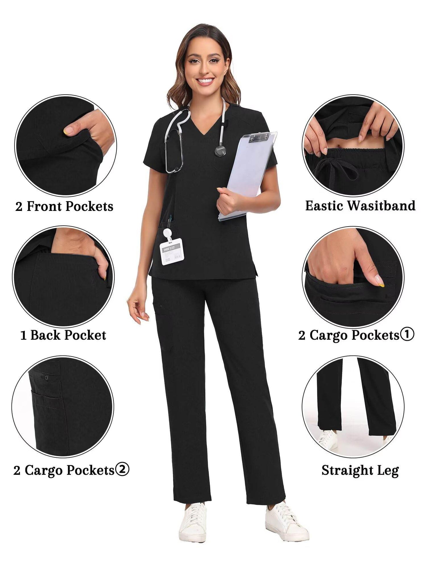 Stretch V-Neck Top & Cargo Pants - Purcell's Clothing Company