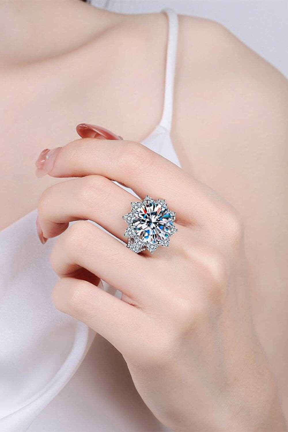 10 Carat Moissanite Flower-Shaped Ring - Purcell's Clothing Company